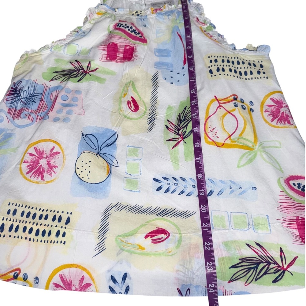 Crown & Ivy Multi Fruit Print Cotton Ruffle Neck Tank Top Small NWT fruitcore - Picture 9 of 10